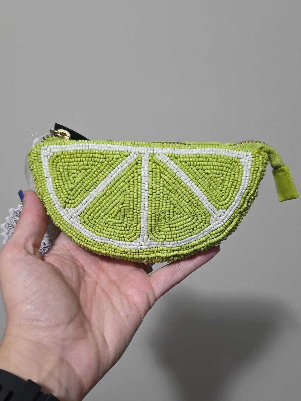 Lime Design Beaded Coin Purse Pouch Handmade Made In India TikTok Viral